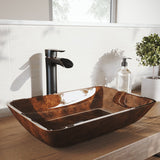 Russet Glass 18-in Red/Brown Bathroom Sink/Basin Set with Niko Faucet and Rectangular Vessel N1C7 - product image 7
