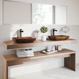 Russet Glass 18-in Red/Brown Bathroom Sink/Basin Set with Niko Faucet and Rectangular Vessel N1C7 - product image 8