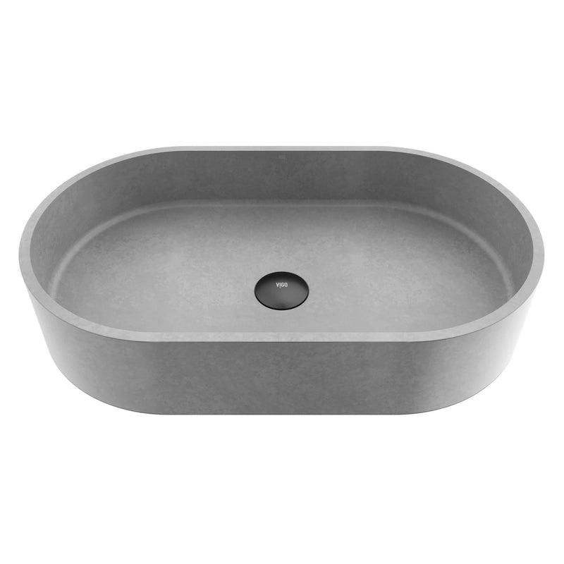 Sagrada Gothic ConcretoStone 24x14-in Deep Grey Bathroom Sink/Basin with Rectangular Vessel M2A4