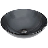Sheer Glass Round Vessel Bathroom Sink/Basin with Deep Bowl, Black J1S8 - product image 1
