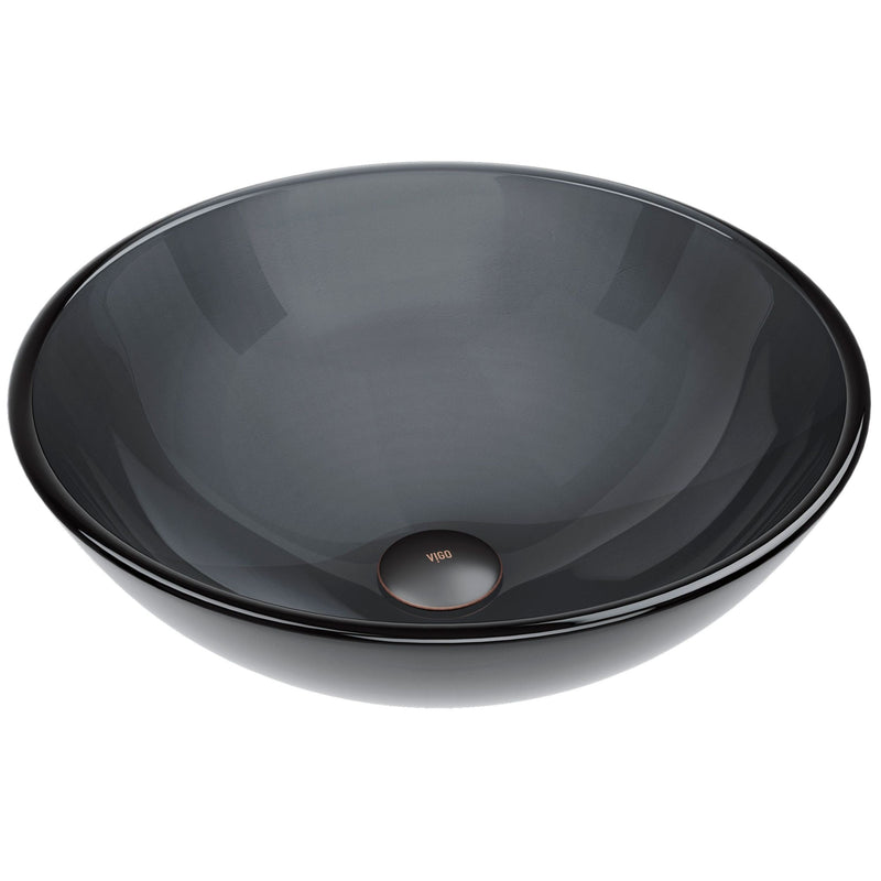 Sheer Glass Round Vessel Bathroom Sink/Basin with Deep Bowl, Black J1S8