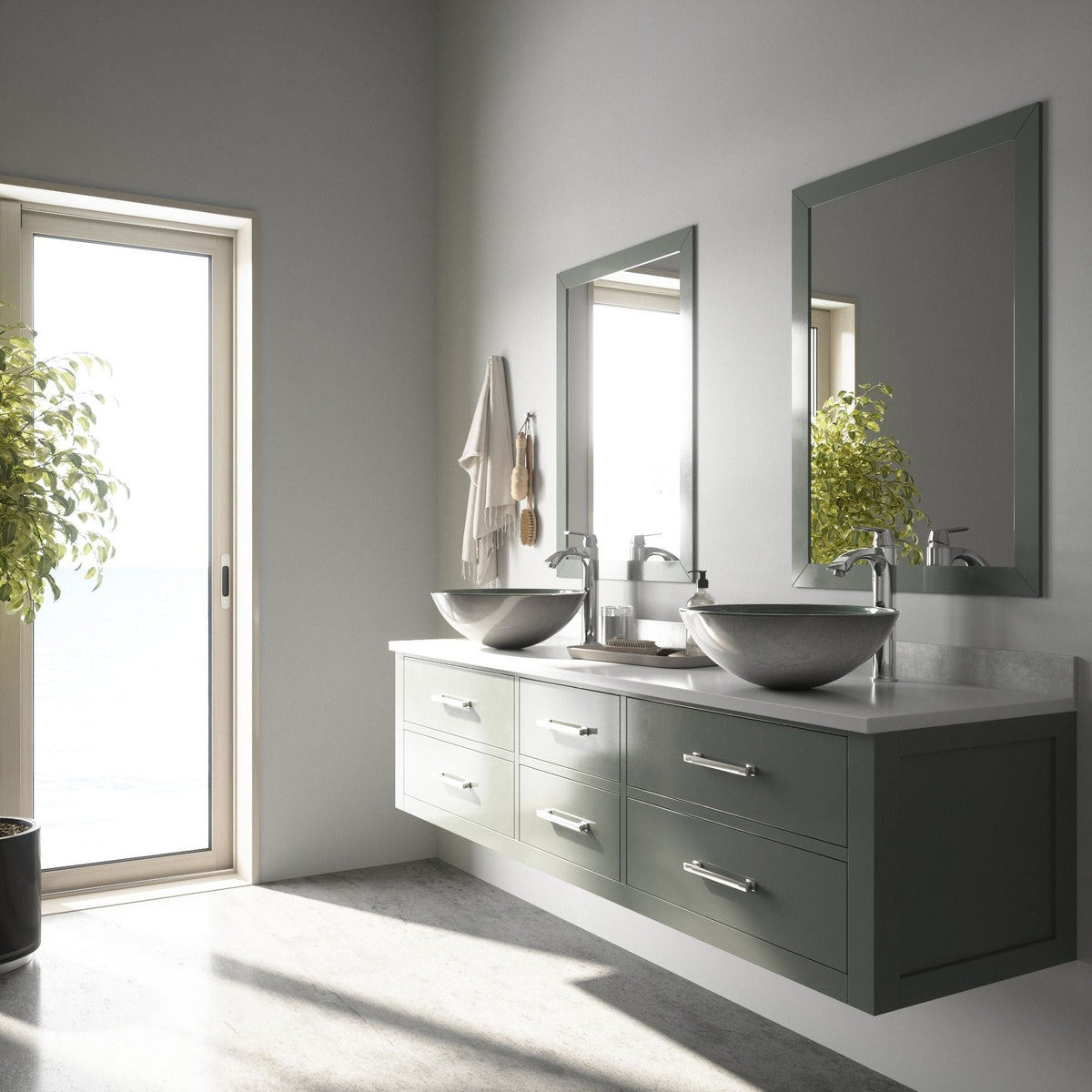 Simply Glass Round Vessel Bathroom Sink/Basin with Deep Bowl, Gray L1T0 - product image 6