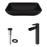 Sottile MatteShell Blue Bathroom Sink/Basin Set with Amada Faucet and Glass Rectangular Vessel H5K8 - product image 2