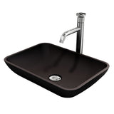 Sottile MatteShell Matte Black Bathroom Sink/Basin Set with Cass Faucet and Glass Rectangular Vessel L9V5 - product image 1