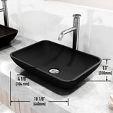 Sottile MatteShell Matte Black Bathroom Sink/Basin Set with Cass Faucet and Glass Rectangular Vessel L9V5 - product image 5
