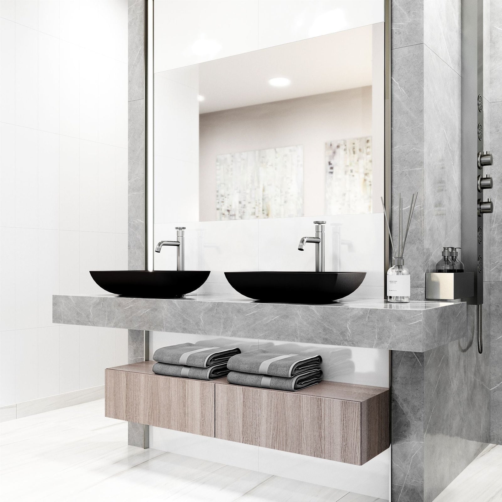 Sottile MatteShell Matte Black Bathroom Sink/Basin Set with Cass Faucet and Glass Rectangular Vessel L9V5 - product image 8
