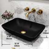 Sottile MatteShell Matte Black Bathroom Sink/Basin Set with Cass Wall Mount Faucet and Glass Rectangular Vessel S8Z3 - product image 3