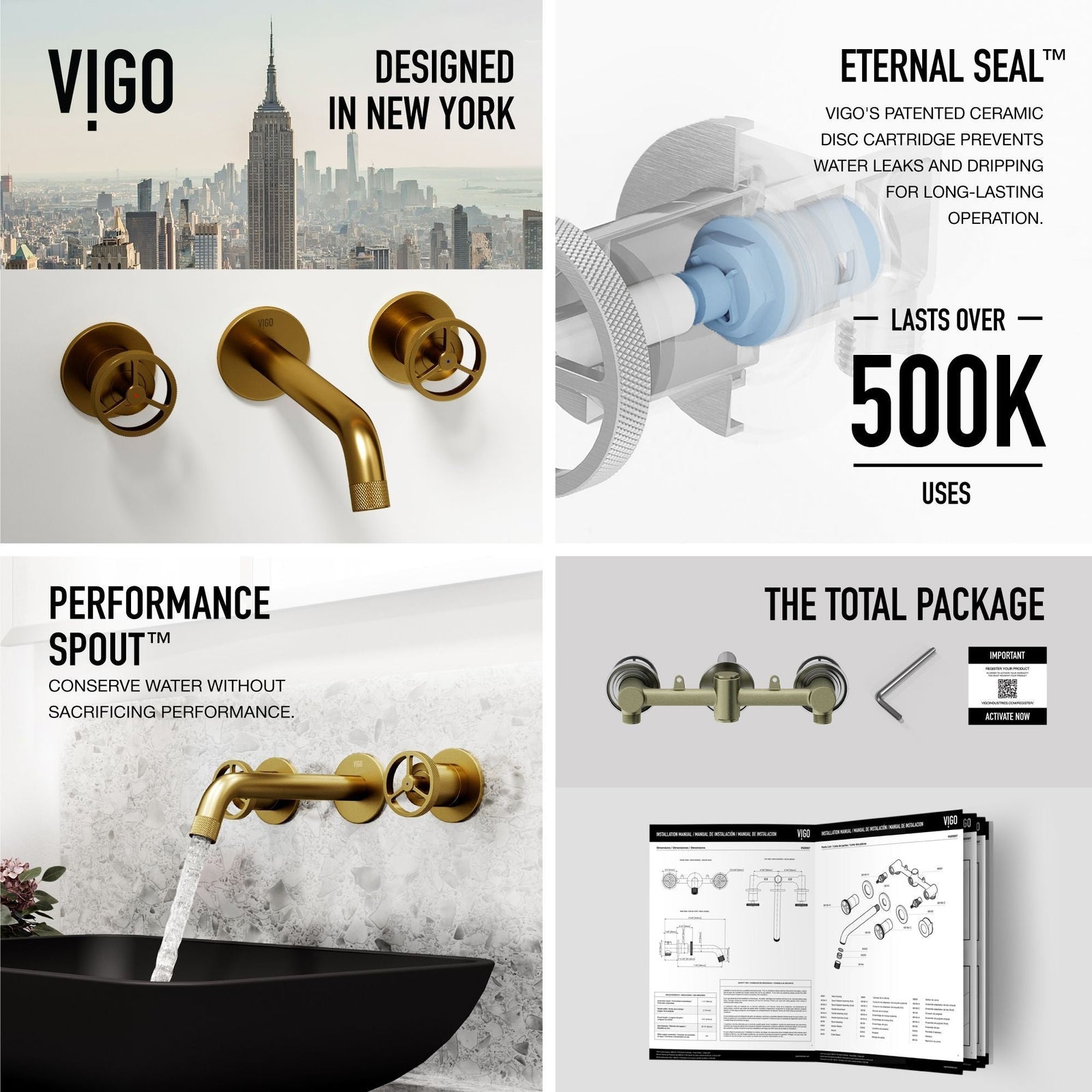 Sottile MatteShell Matte Black Bathroom Sink/Basin Set with Cass Wall Mount Faucet and Glass Rectangular Vessel S8Z3 - product image 7