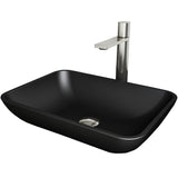 Sottile MatteShell Matte Black Bathroom Sink/Basin Set with Gotham Faucet and Glass Rectangular Vessel T4J5 - product image 1