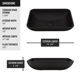 Sottile MatteShell Matte Black Bathroom Sink/Basin Set with Lexington Faucet and Glass Rectangular Vessel C1P9 - product image 7