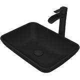 Sottile MatteShell Matte Black Bathroom Sink/Basin Set with Niko Faucet and Glass Rectangular Vessel Q1S5 - product image 1