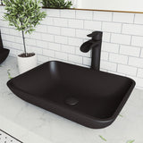 Sottile MatteShell Matte Black Bathroom Sink/Basin Set with Niko Faucet and Glass Rectangular Vessel Q1S5 - product image 5
