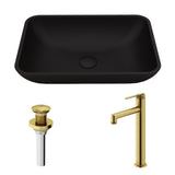 Sottile MatteShell Matte Black Bathroom Sink/Basin Set with Sterling Faucet and Glass Rectangular Vessel T4D1 - product image 2