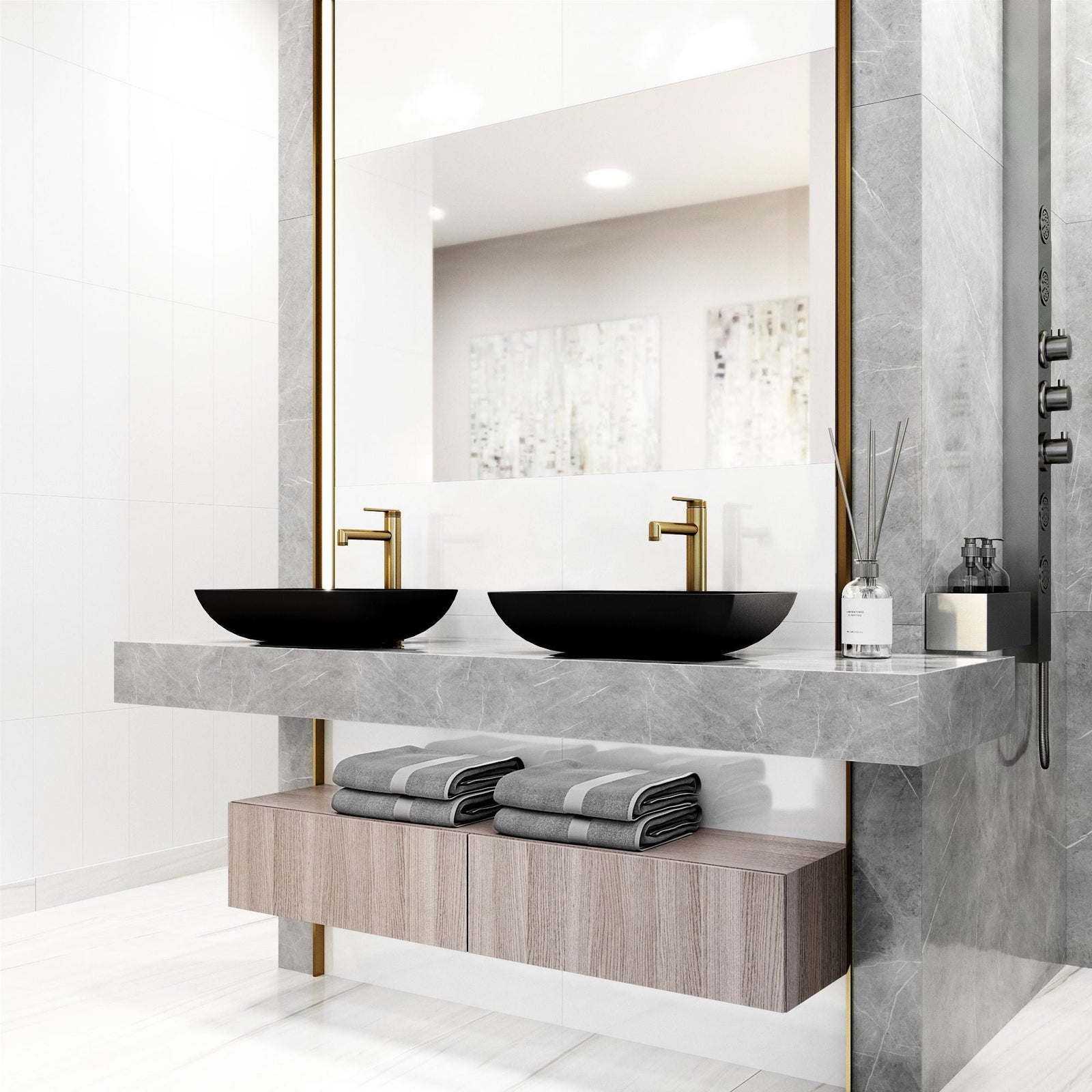 Sottile MatteShell Matte Black Bathroom Sink/Basin Set with Sterling Faucet and Glass Rectangular Vessel T4D1 - product image 7