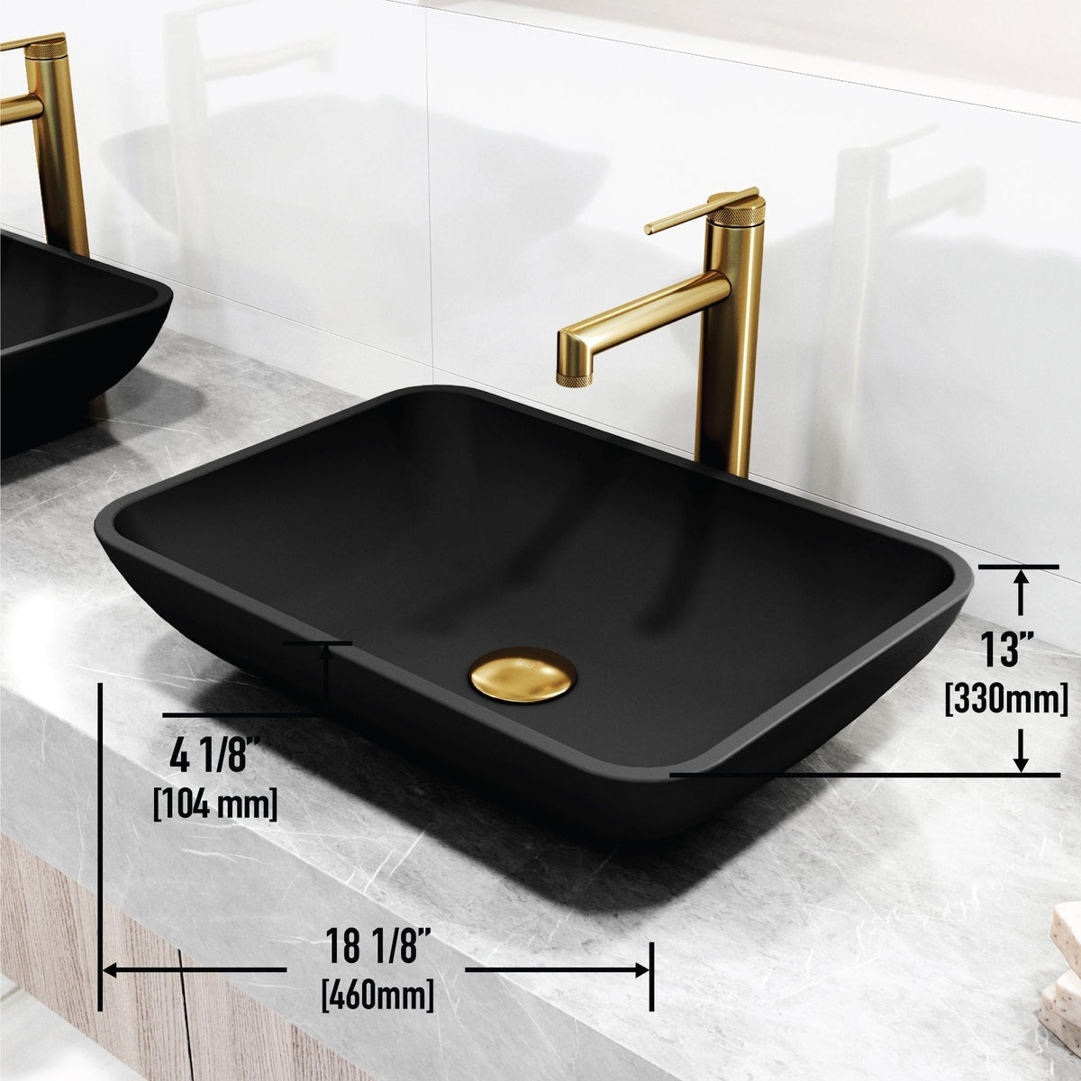 Sottile MatteShell Matte Black Bathroom Sink/Basin Set with Sterling Faucet and Glass Rectangular Vessel T4D1 - product image 8