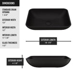 Sottile MatteShell Rectangular Vessel Bathroom Sink/Basin with Deep Bowl, Black V3Y2 - product image 7
