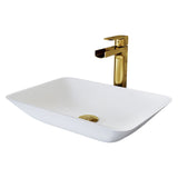 Sottile MatteShell White Bathroom Sink/Basin Set with Amada Faucet and Glass Rectangular Vessel L4U8 - product image 1
