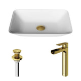 Sottile MatteShell White Bathroom Sink/Basin Set with Amada Faucet and Glass Rectangular Vessel L4U8 - product image 2