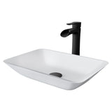Sottile MatteShell White Bathroom Sink/Basin Set with Niko Faucet and Glass Rectangular Vessel H9D4 - product image 1
