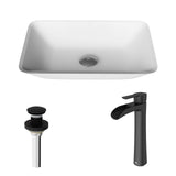Sottile MatteShell White Bathroom Sink/Basin Set with Niko Faucet and Glass Rectangular Vessel H9D4 - product image 2