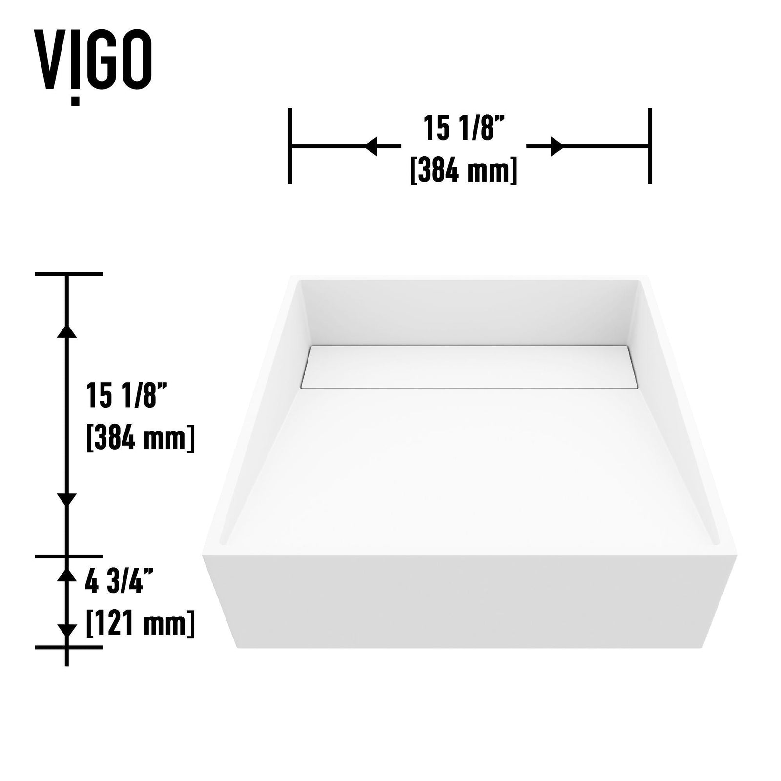 Starr Modern MatteStone 15x15-in Deep White Bathroom Sink/Basin with Square Vessel K8T0 - product image 3