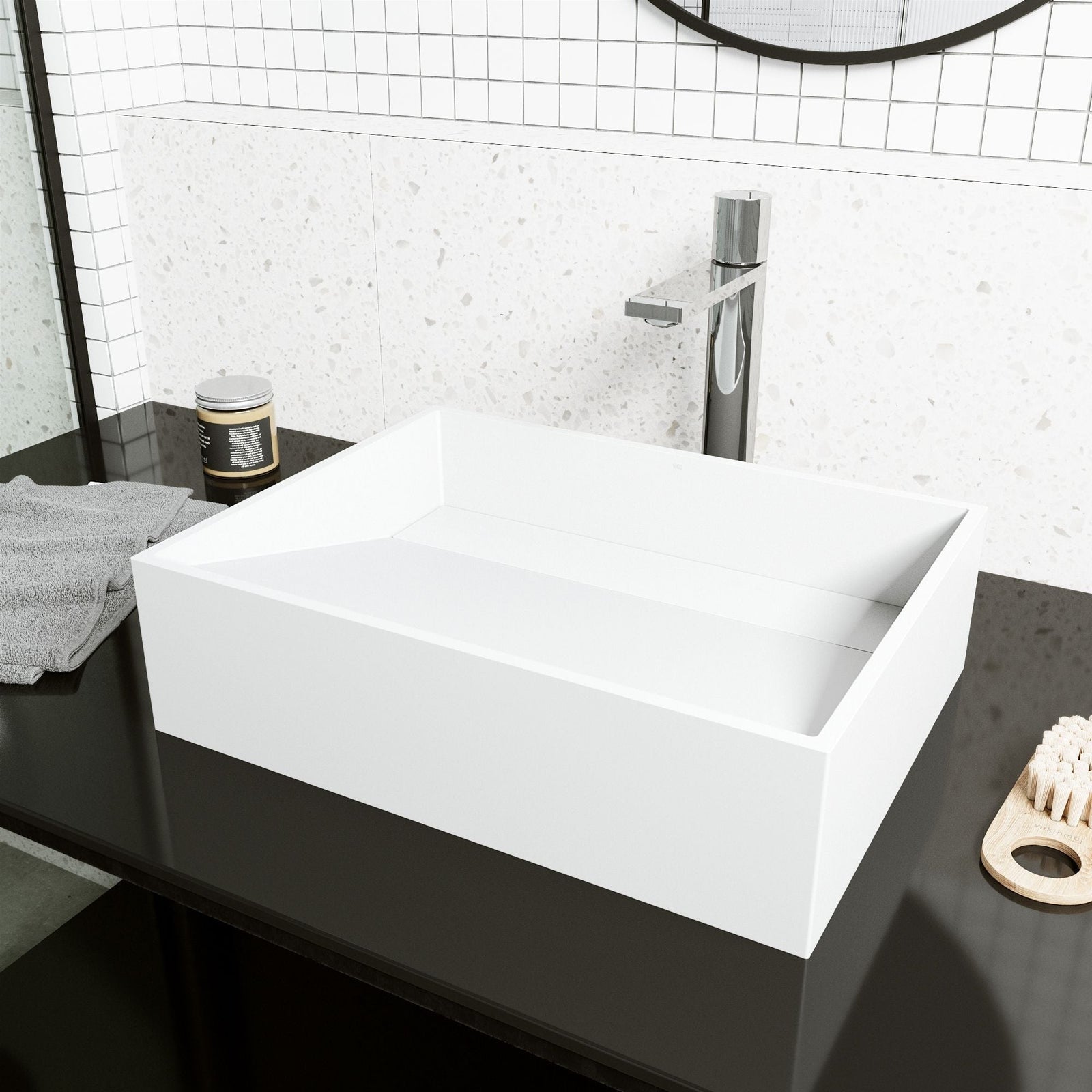 Starr Modern MatteStone 17x13-in Deep White Bathroom Sink/Basin with Rectangular Vessel Q2E8 - product image 7