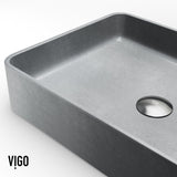 Tarragona Gothic ConcretoStone 19x14-in Deep Grey Bathroom Sink/Basin with Rectangular Vessel Y6P4 - product image 2