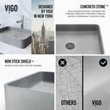 Tarragona Gothic ConcretoStone 19x14-in Deep Grey Bathroom Sink/Basin with Rectangular Vessel Y6P4 - product image 3