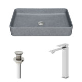 Tarragona Gothic ConcretoStone Grey Bathroom Sink/Basin Set with Dunn Faucet and Rectangular Vessel U3Z2 - product image 2