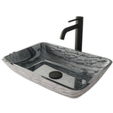 Titanium Glass Slate Grey Bathroom Sink/Basin Set with Lexington Faucet and Rectangular Vessel H2S4 - product image 1