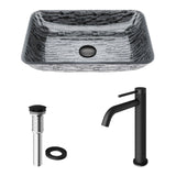 Titanium Glass Slate Grey Bathroom Sink/Basin Set with Lexington Faucet and Rectangular Vessel H2S4 - product image 2