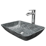 Titanium Glass Slate Grey Bathroom Sink/Basin Set with Niko Faucet and Rectangular Vessel T9P1 - product image 1