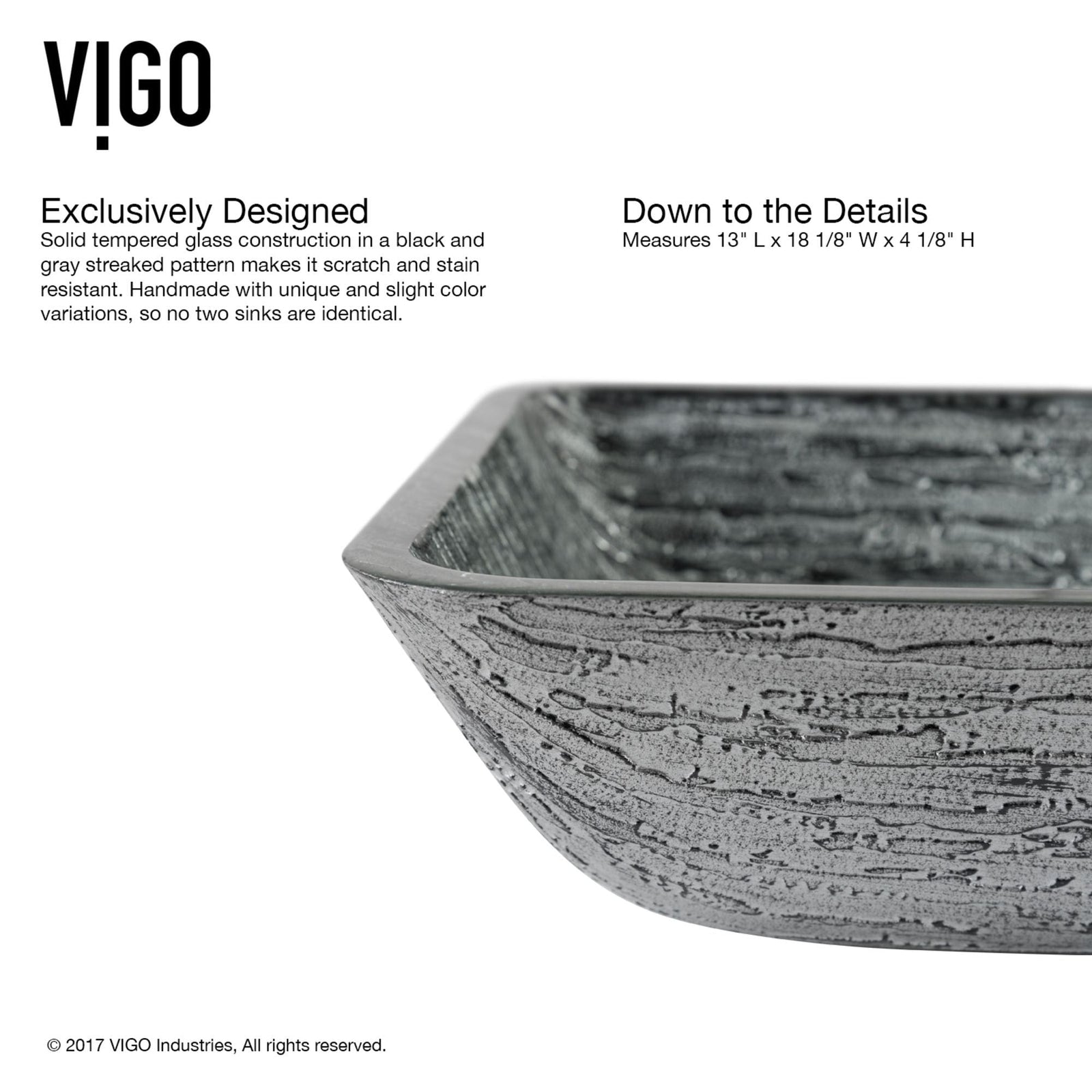 Titanium Glass Slate Grey Bathroom Sink/Basin Set with Niko Faucet and Rectangular Vessel T9P1 - product image 4