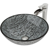 Titanium Glass Slate Grey Bathroom Sink/Basin Set with Niko Faucet and Round Vessel V6S1 - product image 1