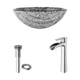 Titanium Glass Slate Grey Bathroom Sink/Basin Set with Niko Faucet and Round Vessel V6S1 - product image 2