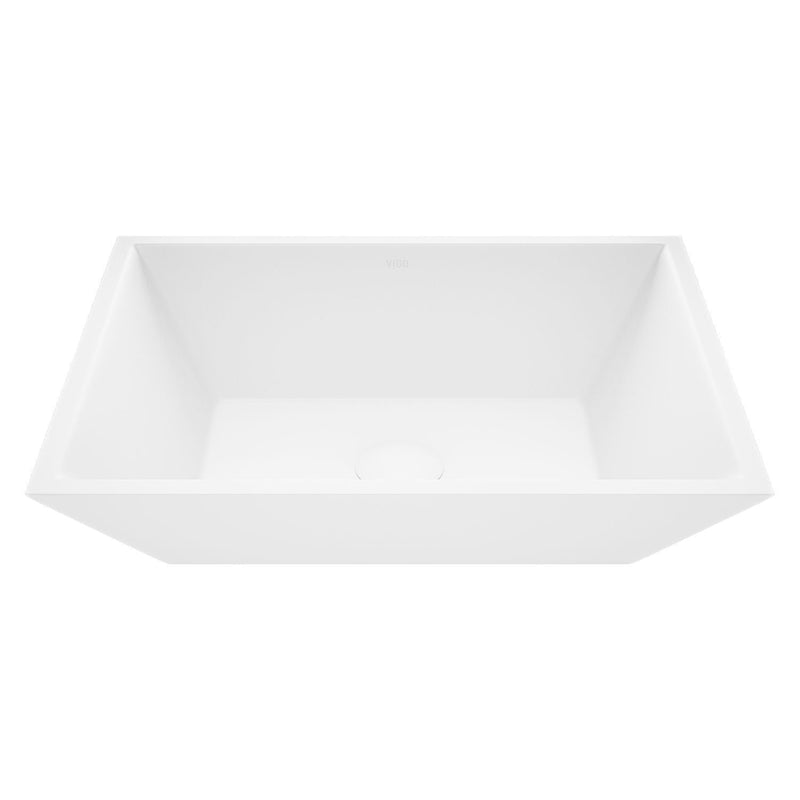 Vinca Matte Stone Vessel Bathroom Sink/Basin with Deep Bowl, White D0R2