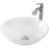 White Frost White Bathroom Sink/Basin Set with Linus Faucet and Round Glass Vessel Q7E8 - product image 1