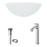 White Frost White Bathroom Sink/Basin Set with Linus Faucet and Round Glass Vessel Q7E8 - product image 2