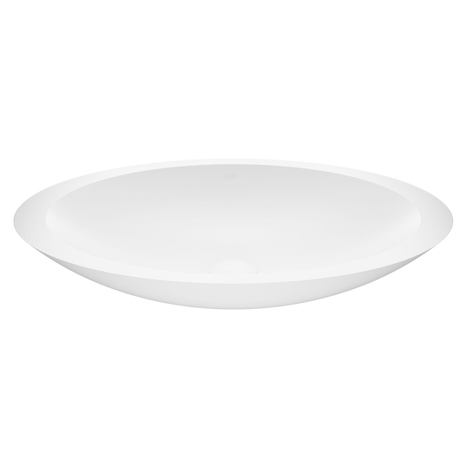Wisteria Matte Stone Circular Vessel Bathroom Sink/Basin with Deep Bowl, White Z6A6 - product image 1