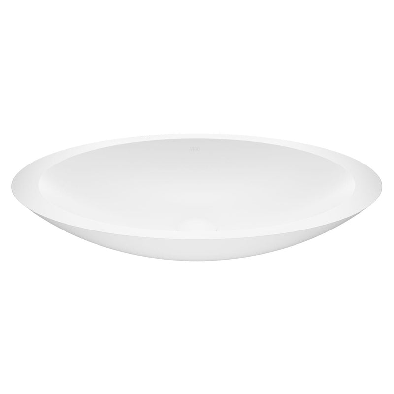 Wisteria Matte Stone Circular Vessel Bathroom Sink/Basin with Deep Bowl, White Z6A6