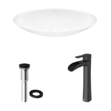 Wisteria MatteStone White Bathroom Sink/Basin Set with Niko Faucet and Oval Composite Vessel D6C1 - product image 2