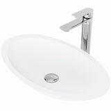 Wisteria MatteStone White Bathroom Sink/Basin Set with Norfolk Faucet and Oval Composite Vessel X7N4 - product image 1