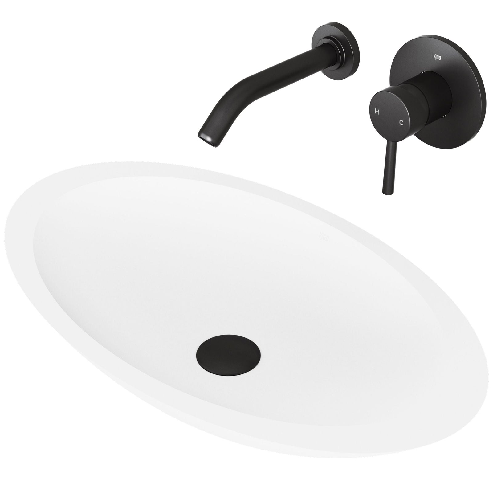 Wisteria White Bathroom Sink Set with Matte Black Olus Faucet M6K2 - product image 1
