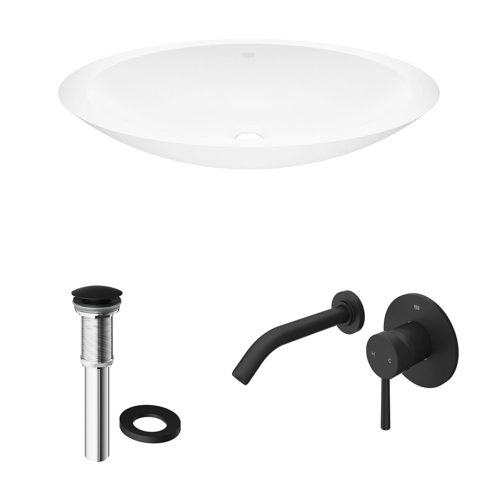 Wisteria White Bathroom Sink Set with Matte Black Olus Faucet M6K2 - product image 2