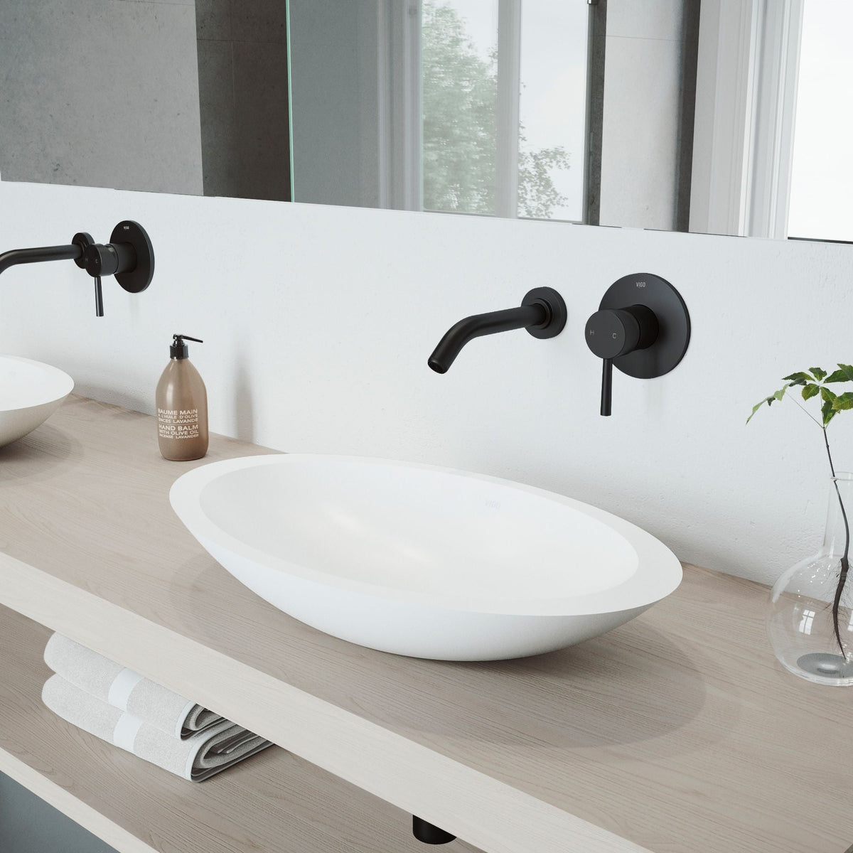 Wisteria White Bathroom Sink Set with Matte Black Olus Faucet M6K2 - product image 8