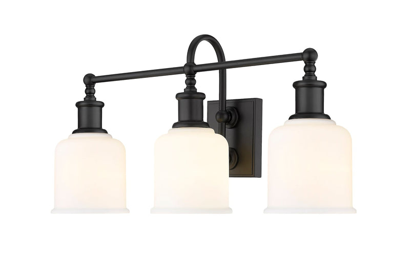 Bryant 3-Light Vanity Light, Black with Opal Shade U7R8