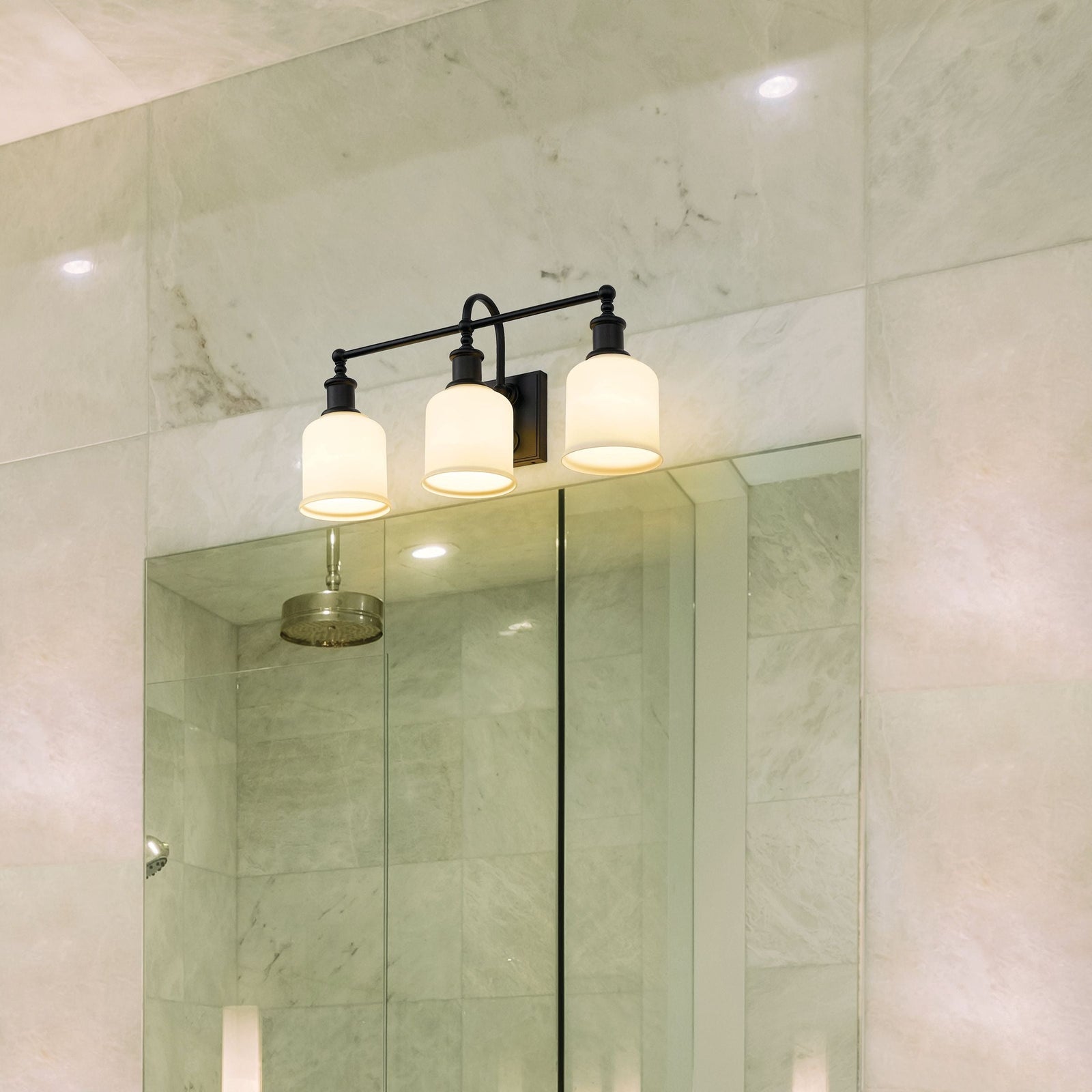 Bryant 3-Light Vanity Light, Black with Opal Shade U7R8 - product image 7